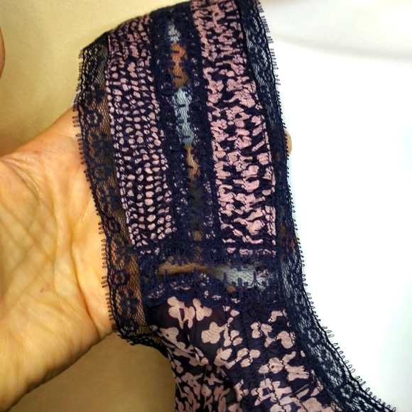 Vintage Free People Boho Mauve & Blue Silk Blend Baby Doll Style Dress - Picture 4 of 12